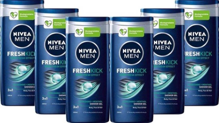 NIVEA Fresh Kick 3 in 1 Douchegel Voordeelverpakking 6 x 250 ml