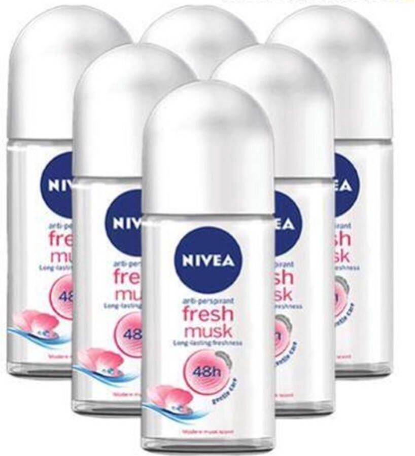 NIVEA Fresh Musk Deo Roller 6 x 50 ml