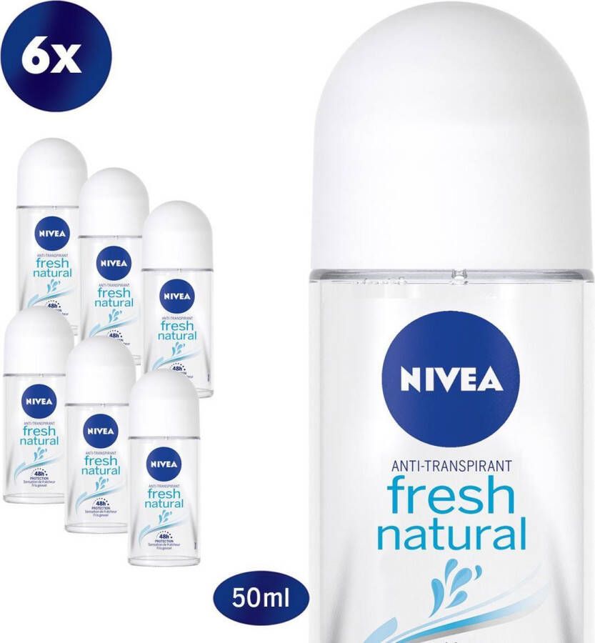 NIVEA Fresh Natural Deodorant Roller Voordeelverpakking 6 x 50 ml