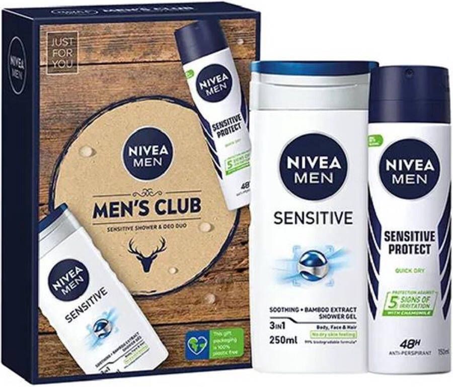 NIVEA Geschenkset Sensitive MENS CLUBS DUO Douchegel + Deodorant