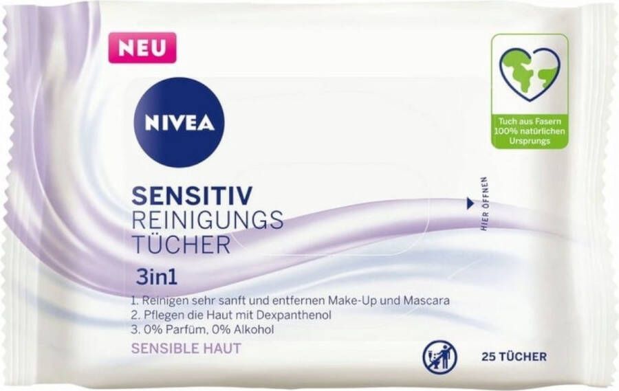 NIVEA Gezicht – Reinigingsdoekjes Sensitive Aqua 25 doekjes