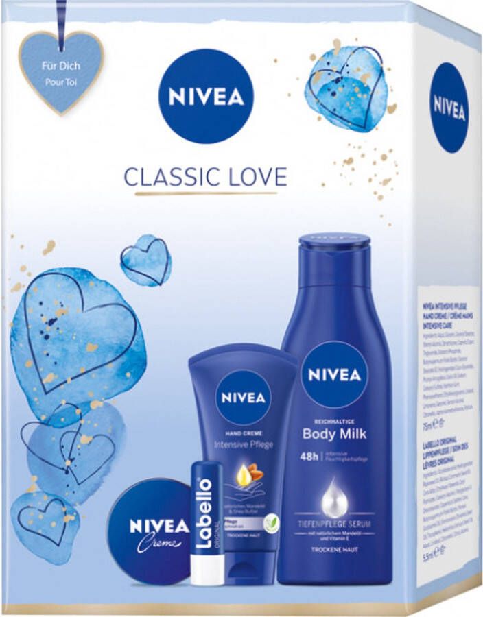 NIVEA GP 'Classic Love' Hand Cream Intensive 75ml + Labello 5.5ml + Cream 30ml + Body Milk 250ml