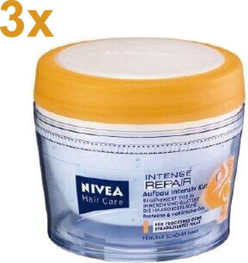 NIVEA Hair Care Protein Repair Haarmasker 3x 200ml Voordeelverpakking