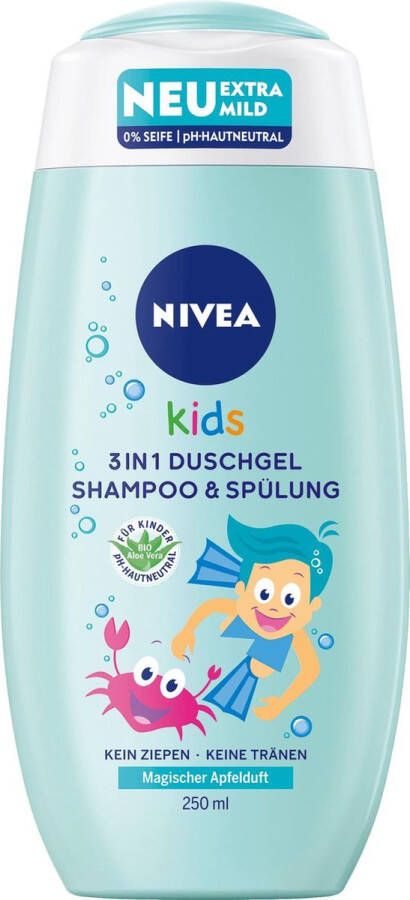 NIVEA Kids 3 in 1 Douchegel & Shampoo Appelgeur 250 ml