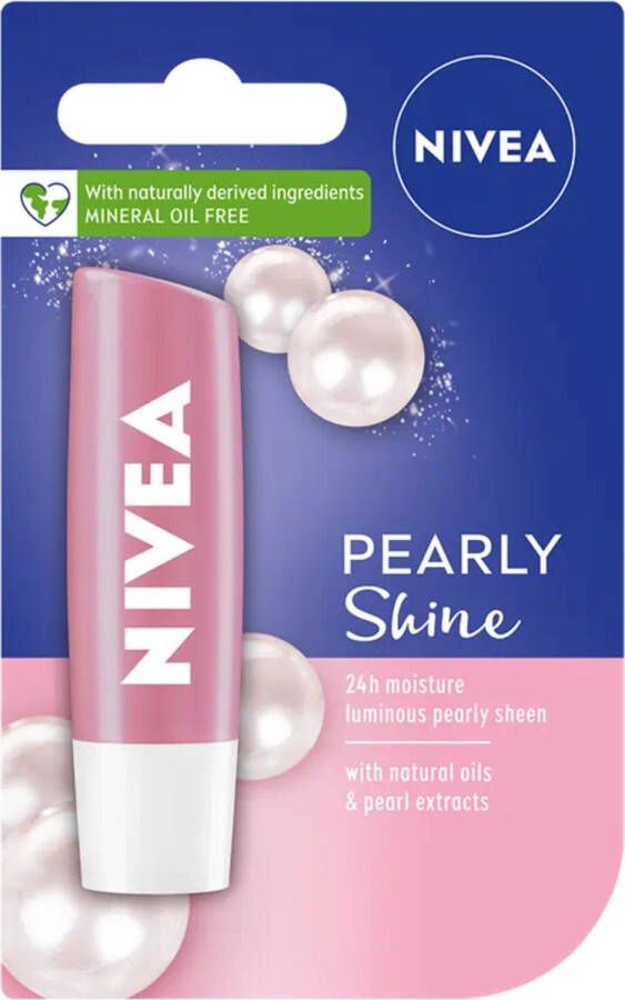 Nivea labello Pearly Shine Lippenbalsem 5 ml Stick Lipbalsem Lipbalm Lipverzorging Verrijkt met parel en zijde-extract