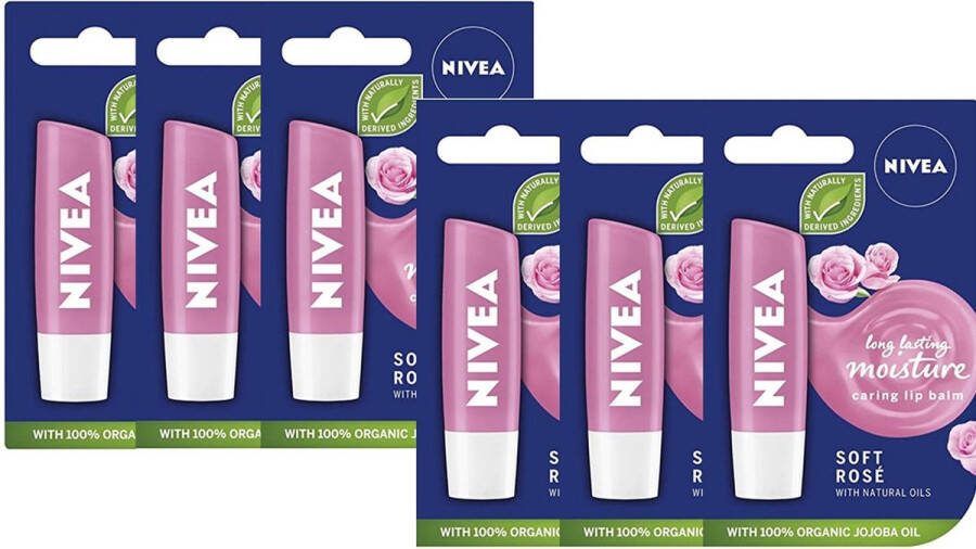 NIVEA Lippenbalsem – Soft Rose 6 x 5.5 ml Stick