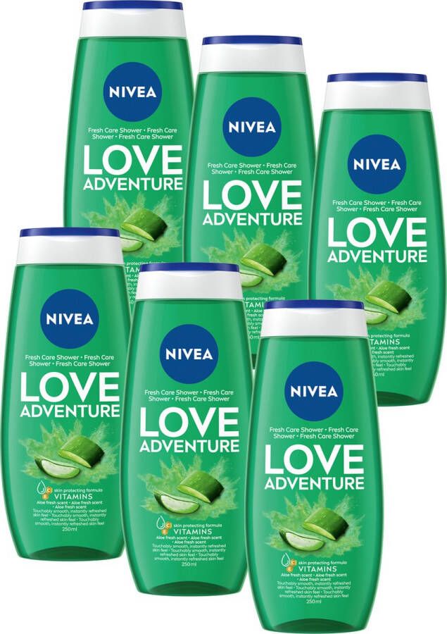 NIVEA Love Adventure Douchegel met Aloë Vera Voordeelverpakking 6 x 250ml