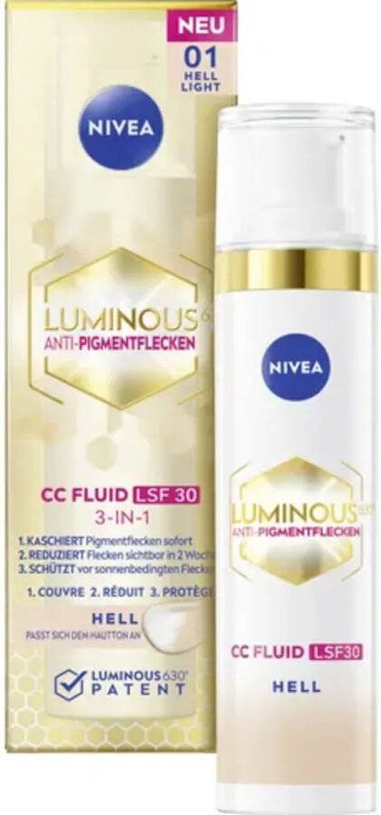 NIVEA LUMINOUS630 Anti-Pigment Vlekken CC Fluid Gezichtsverzorging Alle huidtypen SPF 30 40 ml 01 Light