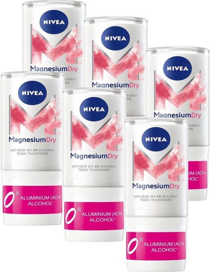 NIVEA Magnesium Dry Female Deodorant Roller 6x 50ML Voordeelverpakking