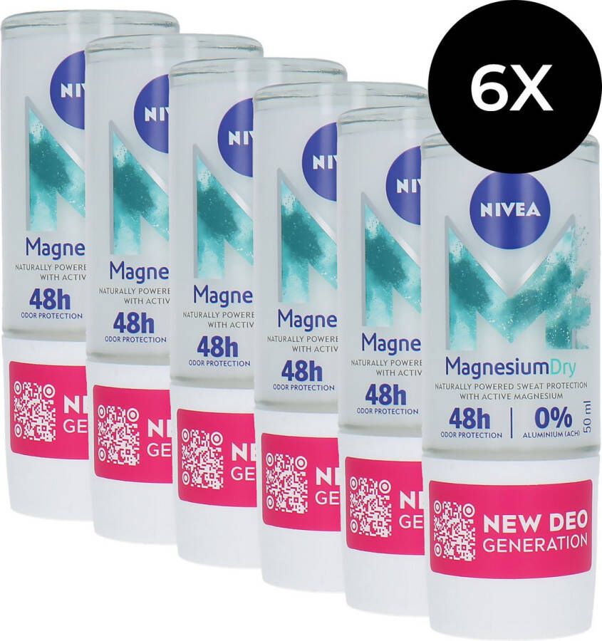 NIVEA Magnesium Dry Fresh Deo Roller 6 x 50 ml