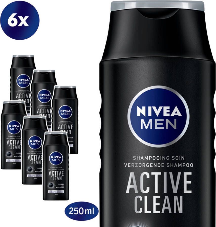 NIVEA MEN Active Clean 6 x 250 ml Voordeelverpakking Shampoo