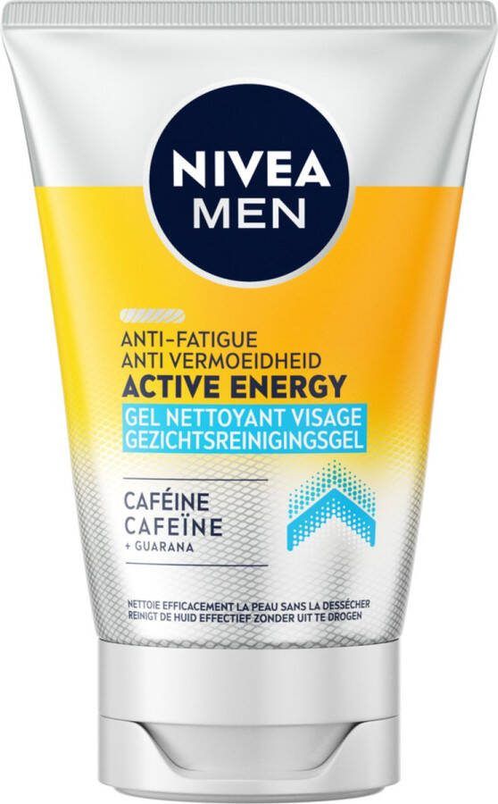 NIVEA MEN Active Energy Anti-Vermoeidheid Gezichtsreinigingsgel Face Wash 3 x 100 ml Voordeelverpakking