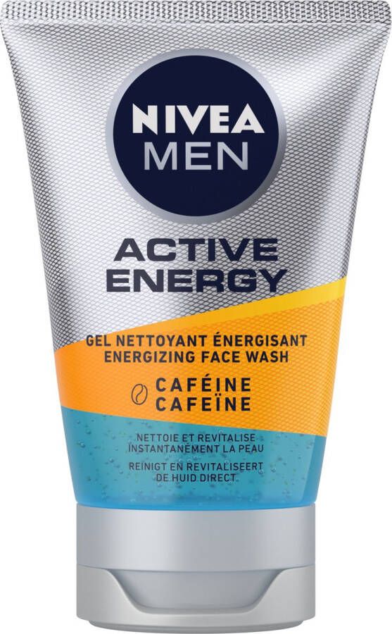 NIVEA MEN Active Energy Reinigingsgel Gezichtsreiniger Met Cafeïne Revitaliseert de Huid 100 ml