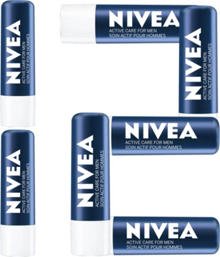 NIVEA Men Active Lippenbalsem 12 x 5.5ml SPF 15 Voorkomt Droge en Gerbarsten Lippen 24 Hydraterende Lipbalm