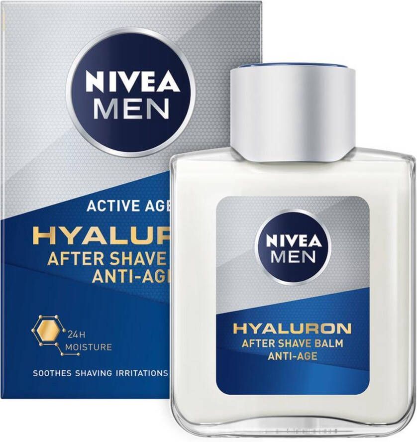 NIVEA MEN Anti-Age Hyaluronzuur Aftershave Balsem Revitaliseert de huid na het scheren Aftershave Balm met Hydraterende werking 100 ml