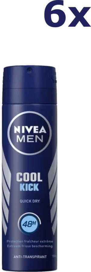 NIVEA MEN Cool Kick 6 x 150 ml Voordeelverpakking Deodorant Spray