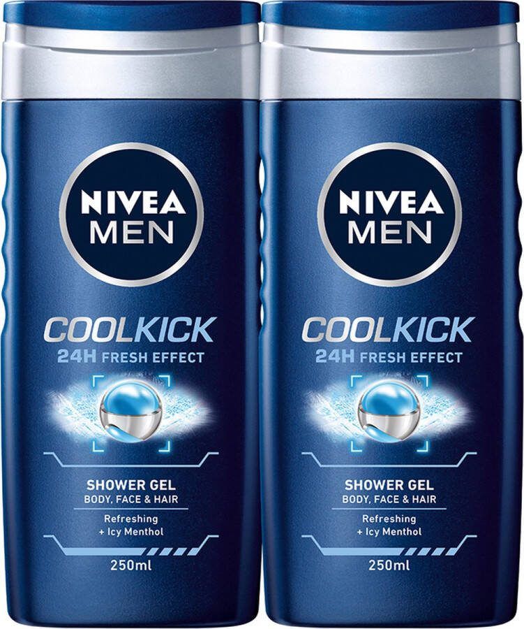NIVEA MEN Cool Kick Douchegel 3-in-1 Shower Gel Voordeelverpakking 2 x 250 ml