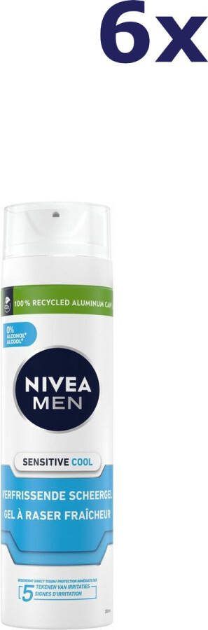 NIVEA Men Cooling Scheergel Sensitive Voordeelverpakking 6 x 200 ml