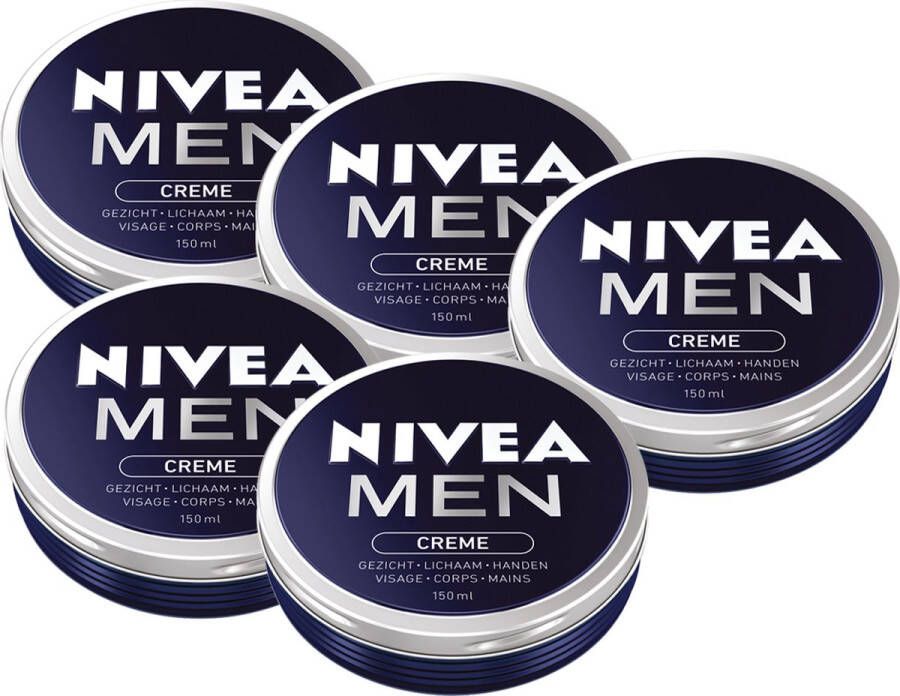 NIVEA MEN crème Alle huidtypen Verrijkt met vitamine E Hydrateert en verzorgt 5 x 150 ml