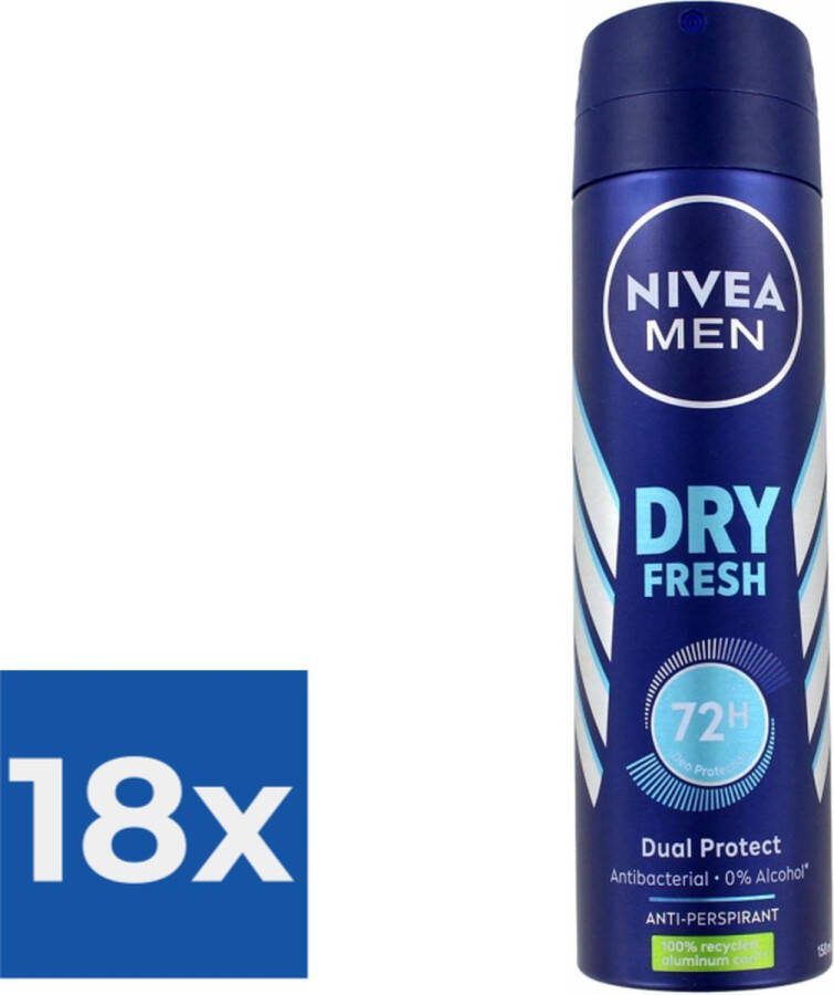 NIVEA Men Deodorant Deospray Dry Fresh Voordeelverpakking 18 stuks