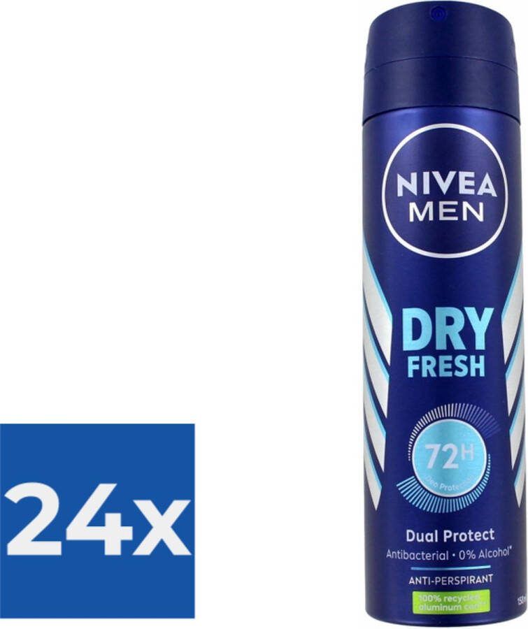 NIVEA Men Deodorant Deospray Dry Fresh Voordeelverpakking 24 stuks