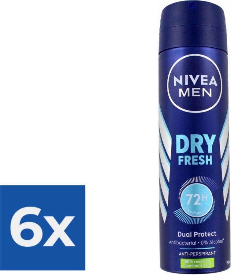 NIVEA Men Deodorant Deospray Dry Fresh Voordeelverpakking 6 stuks