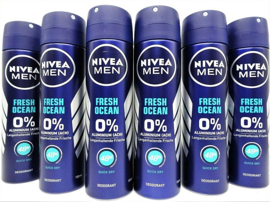 NIVEA Men Deodorant Fresh Ocean 6 x 150 ml Voordeelverpakking