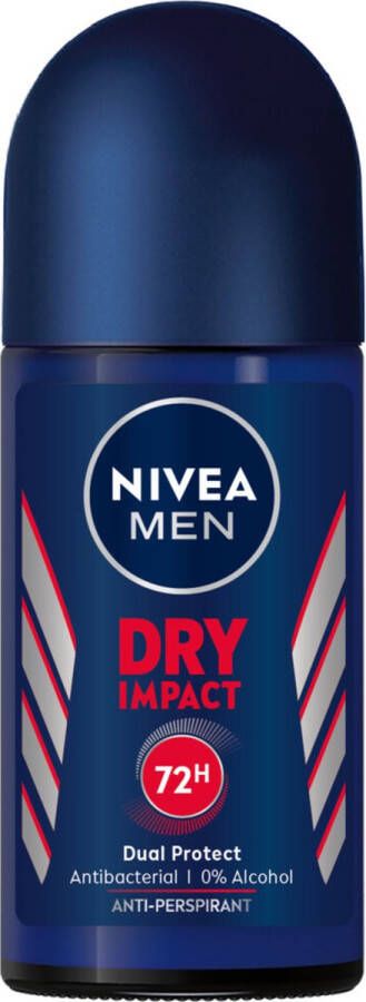 NIVEA Men Deodorant Roller Dry Impact 3x 50 ml Voordeelverpakking