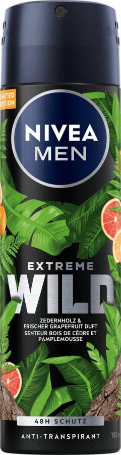 NIVEA MEN Deodorant Spray Antiperspirant Extreem Wild Cederhout & Grapefruit 150 ml