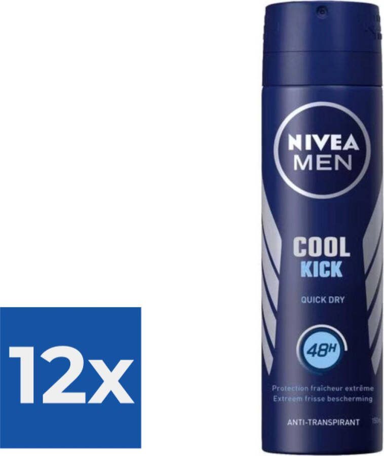 NIVEA Men Deodorant Spray Cool Kick 150 ml Voordeelverpakking 12 stuks