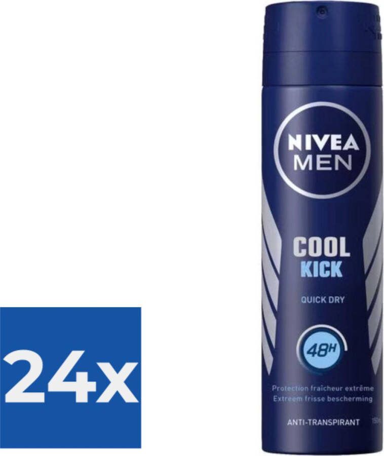 NIVEA Men Deodorant Spray Cool Kick 150 ml Voordeelverpakking 24 stuks