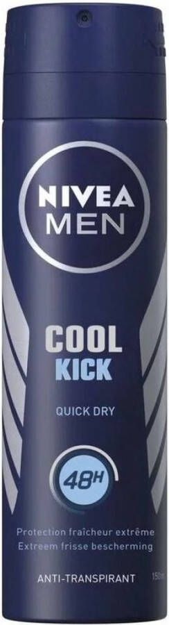 NIVEA Men Deodorant Spray Cool Kick 3x 150 ml Voordeelverpakking