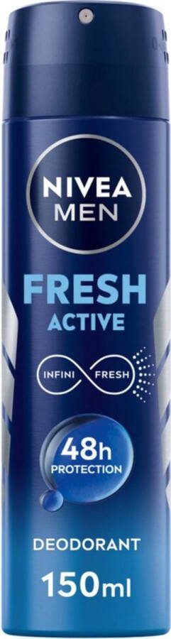 NIVEA Men Deodorant Spray Fresh Active 12x150ml Voordeelverpakking