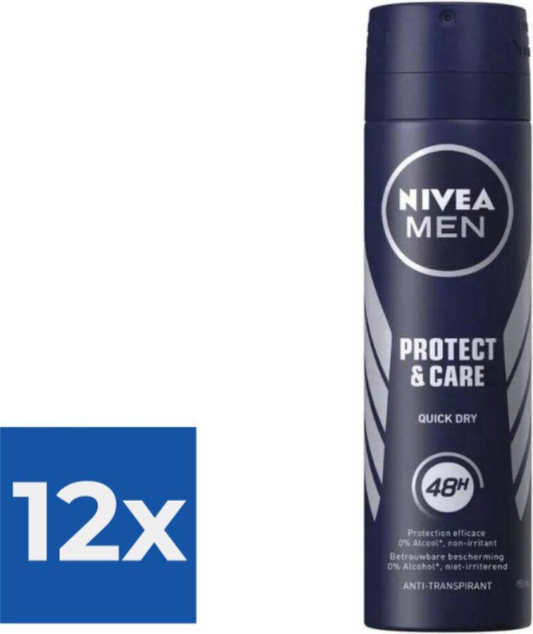 NIVEA Men Deodorant Spray Protect & Care 150 ml Voordeelverpakking 12 stuks