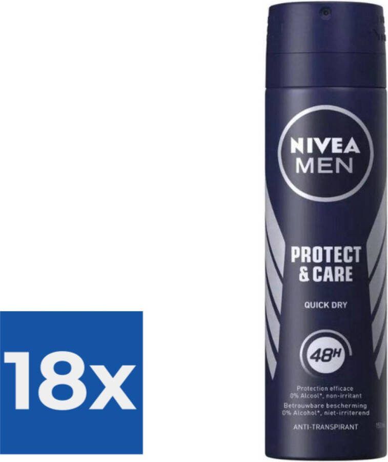 NIVEA Men Deodorant Spray Protect & Care 150 ml Voordeelverpakking 18 stuks