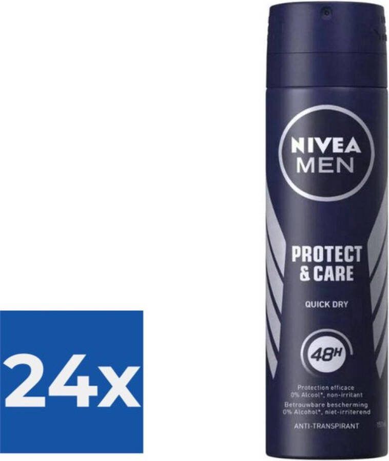 NIVEA Men Deodorant Spray Protect & Care 150 ml Voordeelverpakking 24 stuks