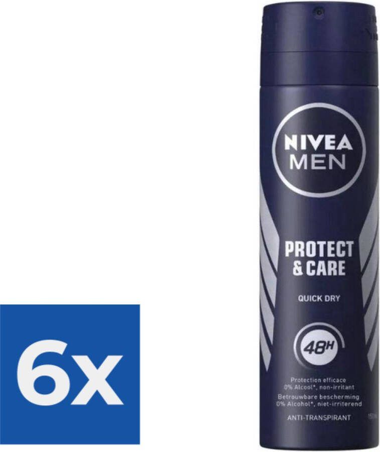 NIVEA Men Deodorant Spray Protect & Care 150 ml Voordeelverpakking 6 stuks