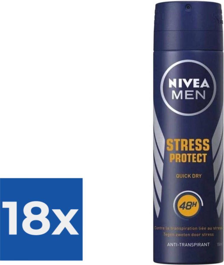 NIVEA Men Deodorant Spray Stress Protect 150 ml Voordeelverpakking 18 stuks