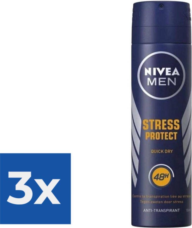 NIVEA Men Deodorant Spray Stress Protect 150 ml Voordeelverpakking 3 stuks