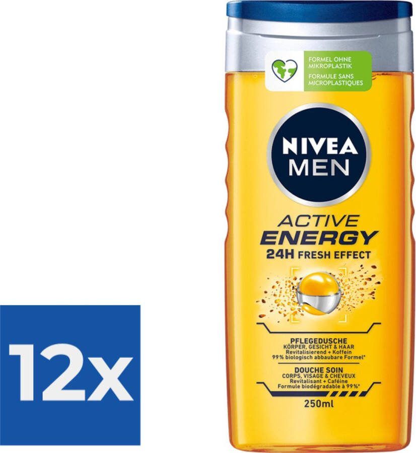 NIVEA Men Douchegel Active Energy 250ml Voordeelverpakking 12 stuks