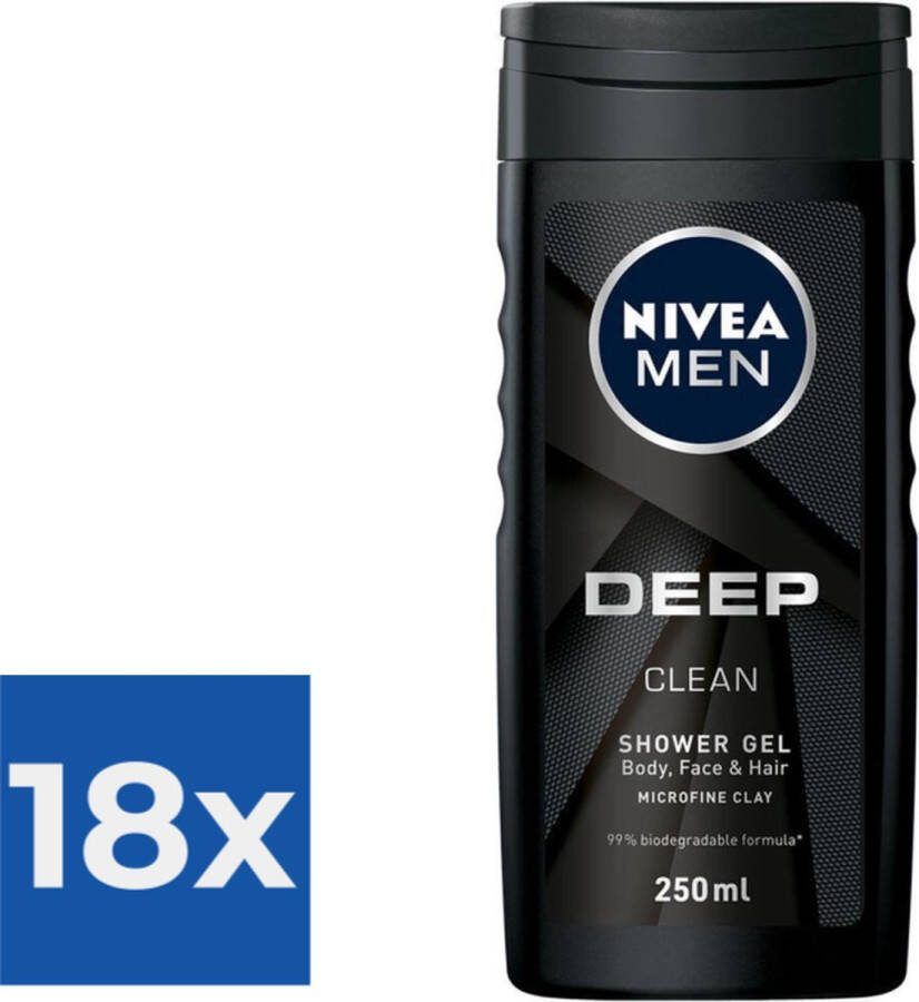 NIVEA Men Douchegel Deep Clean 250 ml Voordeelverpakking 18 stuks