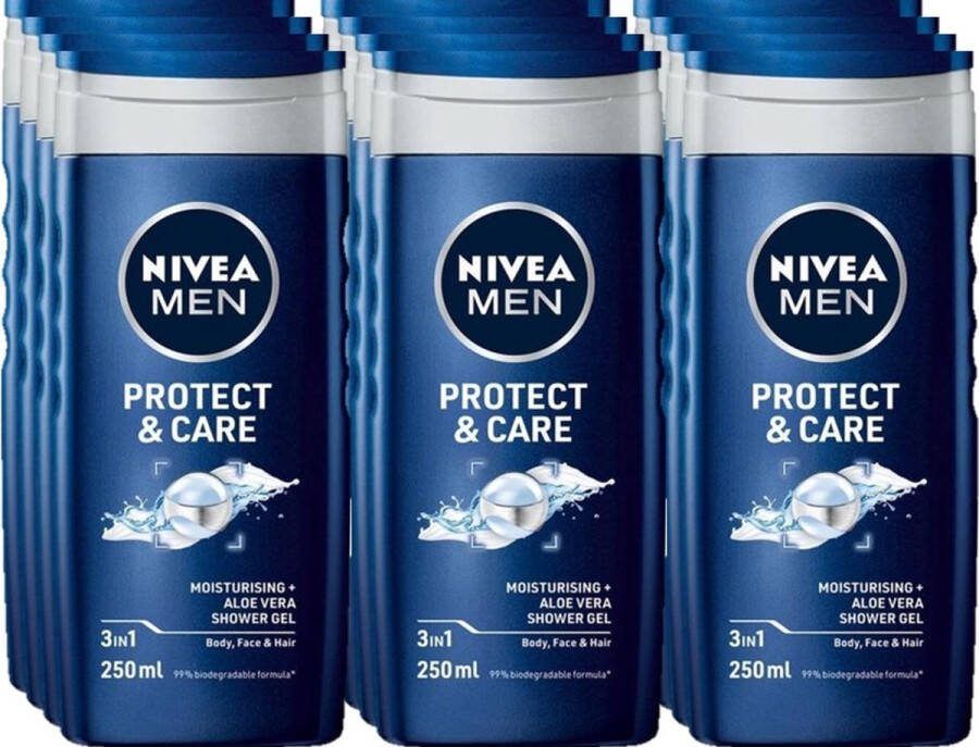 NIVEA Men Douchegel Protect & Care 250 ml Voordeelverpakking 12 stuks