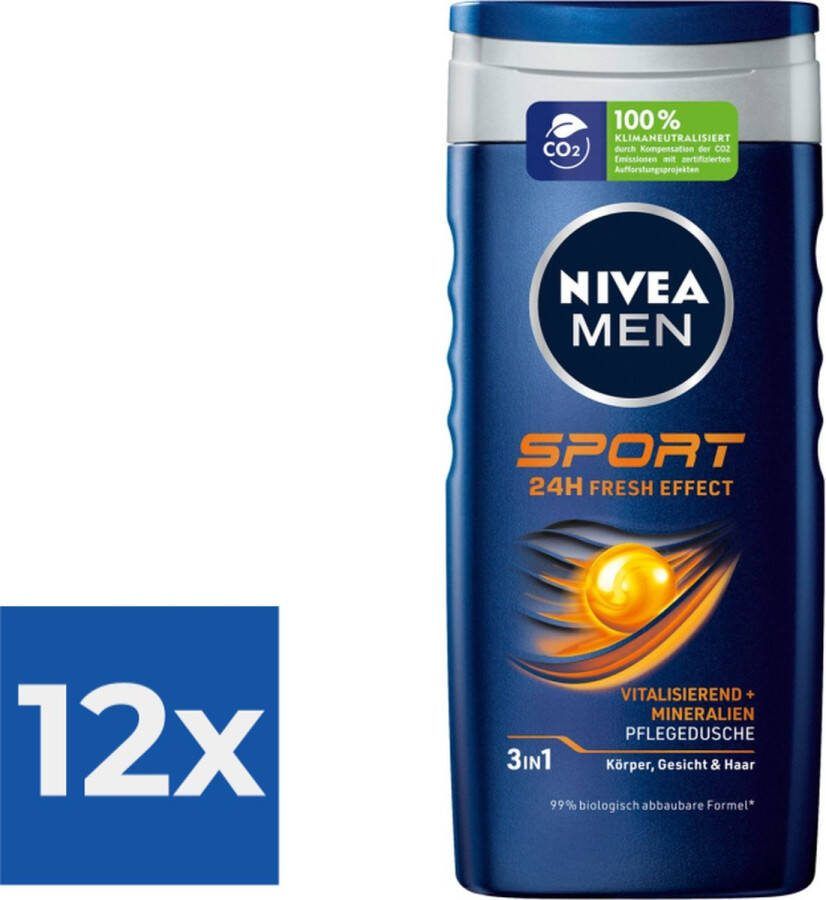 NIVEA MEN Douchegel Sport- 250 ml Voordeelverpakking 12 stuks