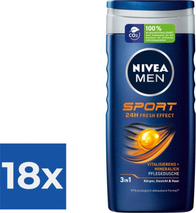 NIVEA MEN Douchegel Sport- 250 ml Voordeelverpakking 18 stuks