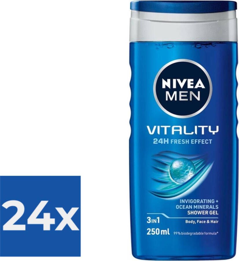 NIVEA Men Douchegel Vitality Fresh 250 ml Voordeelverpakking 24 stuks