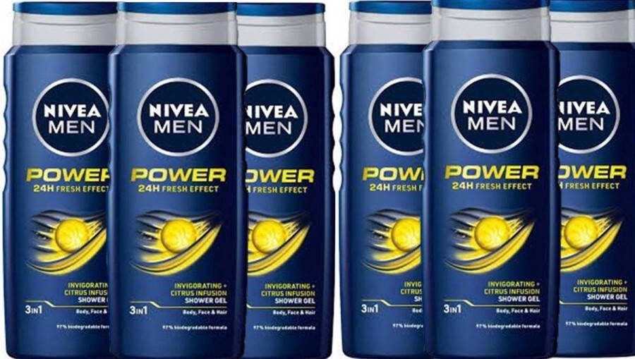 NIVEA Men Douchegel XL- Power Fresh Voordeelverpakking 6 x 400 ml