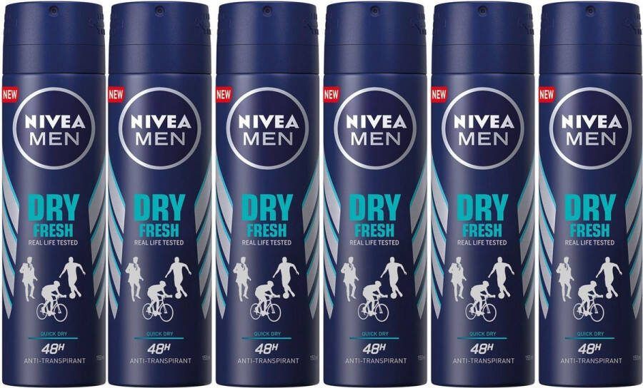 NIVEA MEN Dry Fresh 6 x 150ml Voordeelverpakking Deodorant Spray