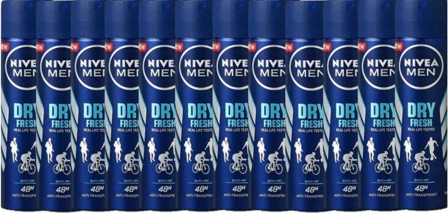 NIVEA MEN Dry Fresh Deodorant Spray 12 x 150ml Voordeelverpakking