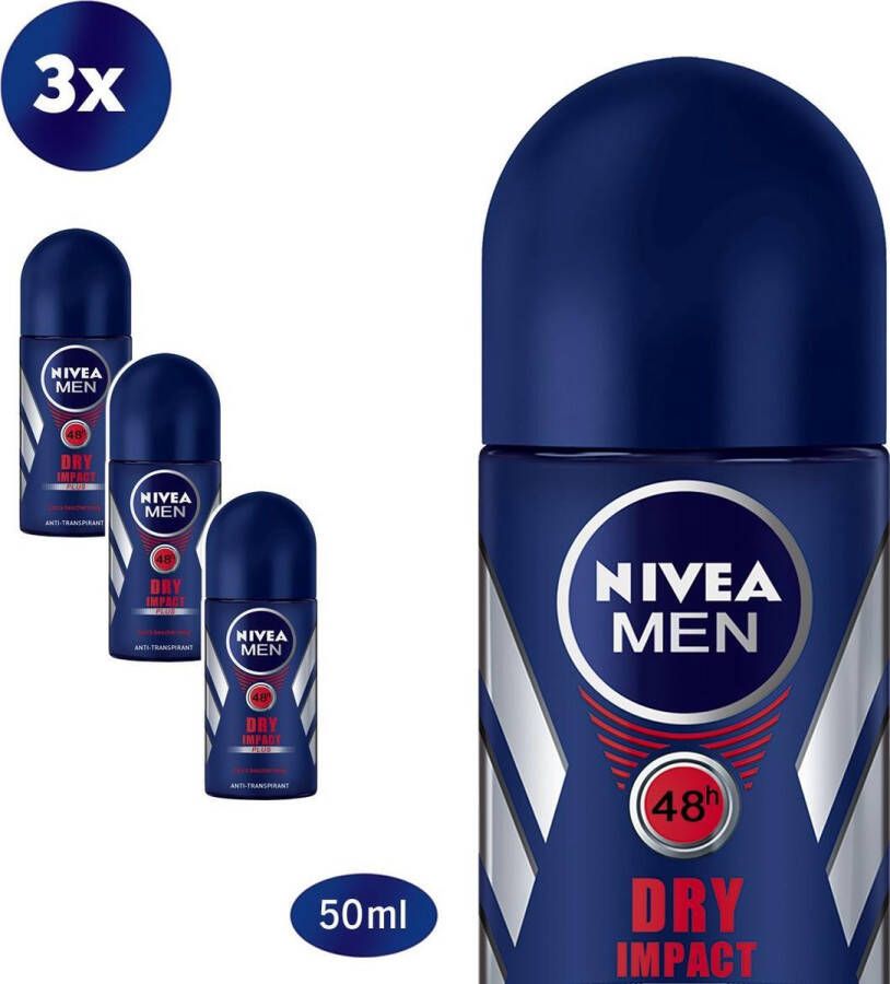 NIVEA MEN Dry Impact 3 x 50 ml voordeelverpakking Deodorant Roller