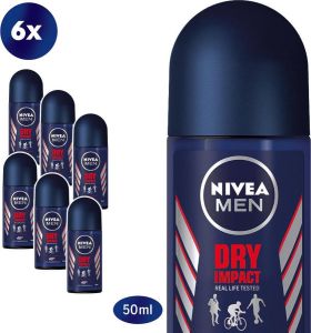 NIVEA MEN Dry Impact Deodorant Roller 6 x 50 ml Voordeelverpakking